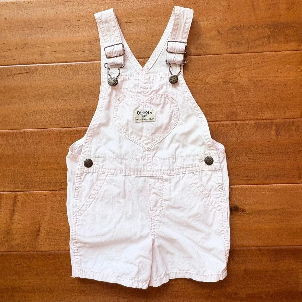 OshKosh B'gosh Pink Shortalls with Floral Strap Detail